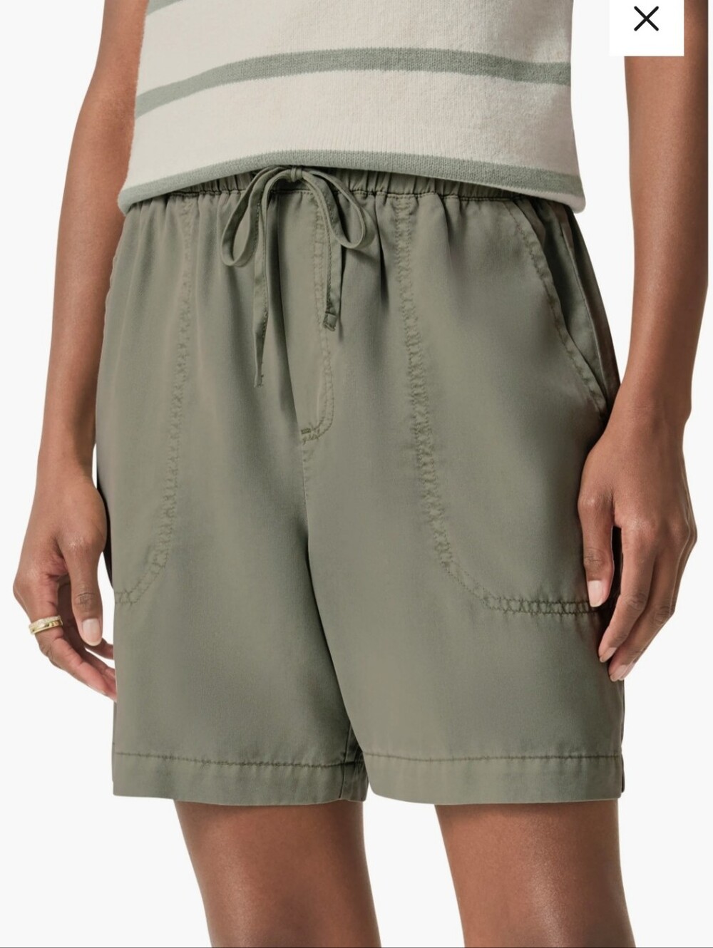 Splendid Angie Drawstring Utility Bermuda Shorts in Olive